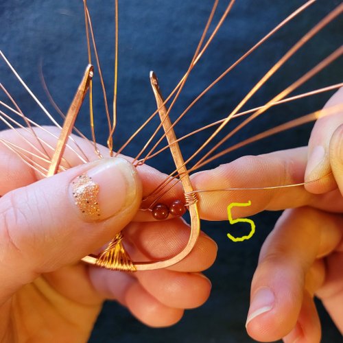 Jennifer Brooks's Rainbow Autumn Tree Earrings - , Contemporary Wire Jewelry, Dapping, Dapping Jewelry, How To Punch Holes, Hole Punching, Punch A Hole, Lashing, Wire Lashing, ,  I chose is in rainbow order,